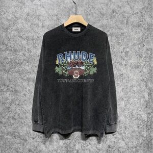 Rhude Charcoal Graphic Long Sleeve Tee